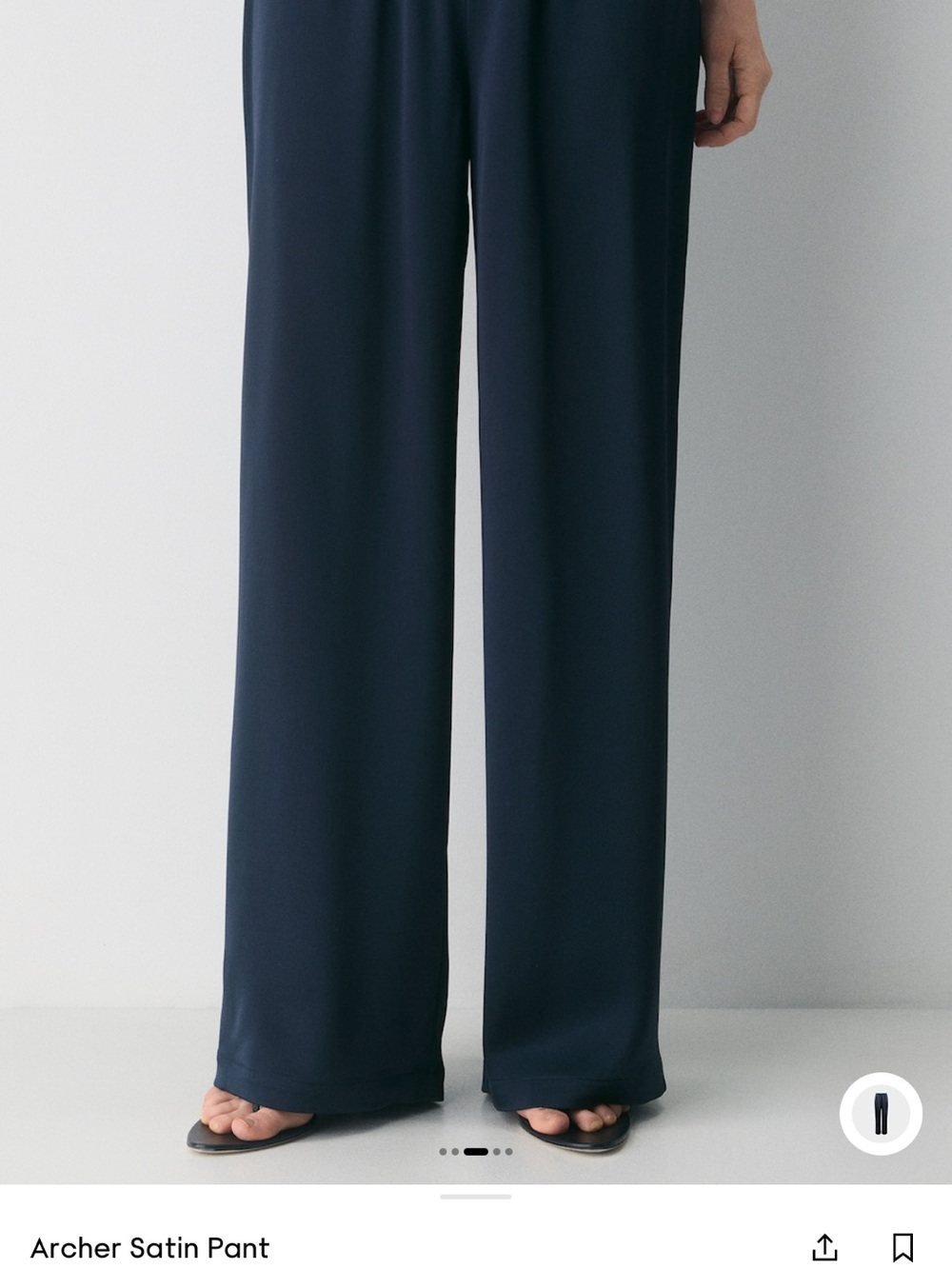 Aritzia Archer Satin Wide-Leg Pants in Navy